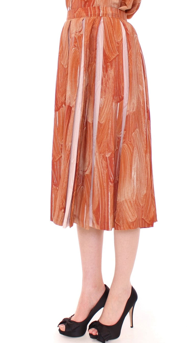 Licia Florio Brown Orange Below Knee Full Skirt Licia Florio