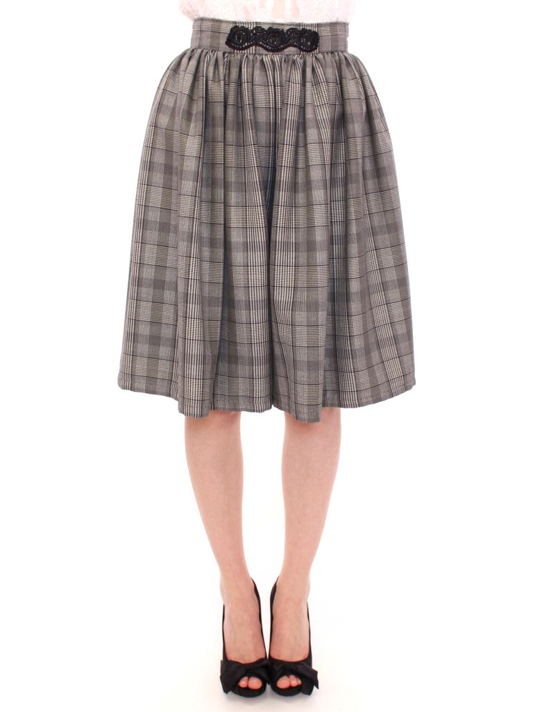 NOEMI ALEMÁN Gray Checkered Wool Shorts Skirt NOEMI ALEMÁN