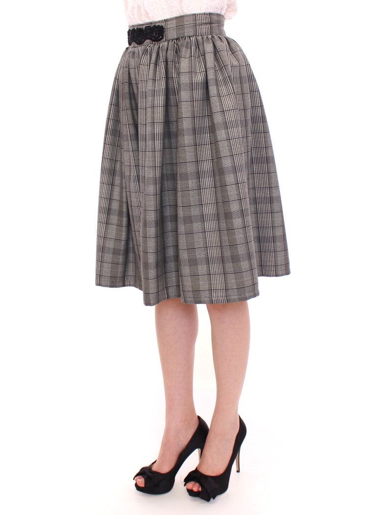 NOEMI ALEMÁN Gray Checkered Wool Shorts Skirt NOEMI ALEMÁN