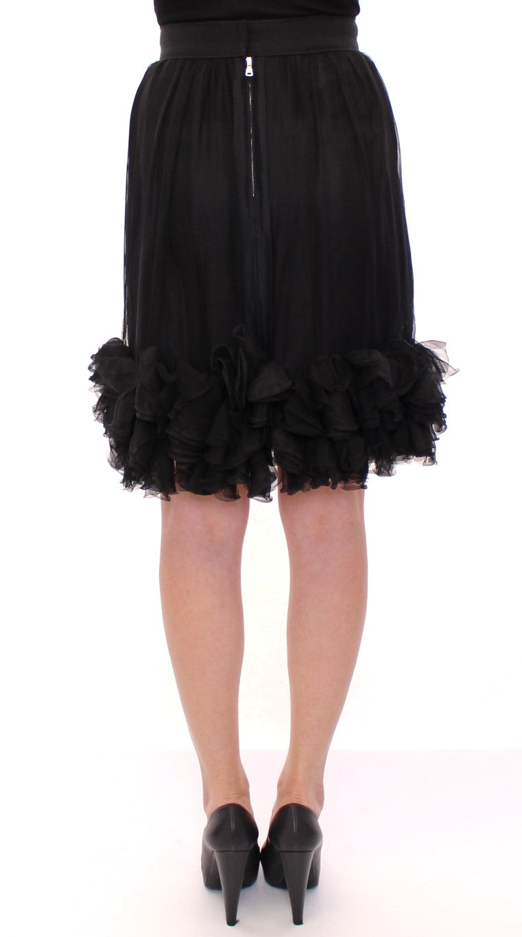 Dolce & Gabbana Black Silk Transparent Above Knees Skirt Dolce & Gabbana