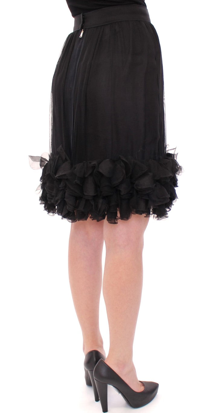 Dolce & Gabbana Black Silk Transparent Above Knees Skirt Dolce & Gabbana