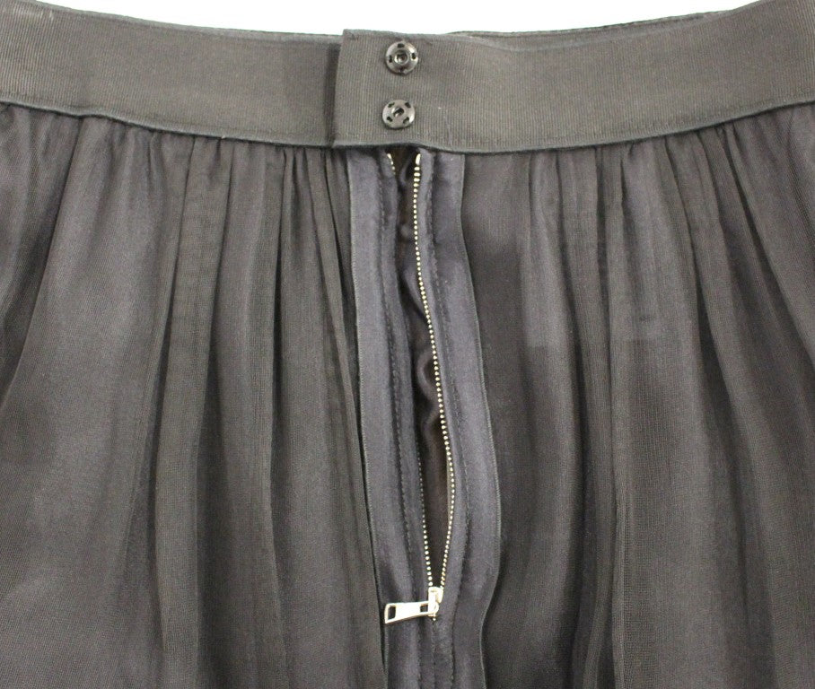Dolce & Gabbana Black Silk Transparent Above Knees Skirt Dolce & Gabbana
