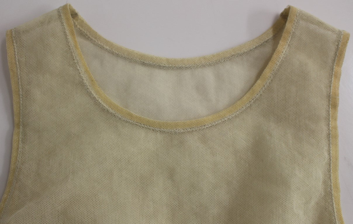 Dolce & Gabbana Beige Sleeveless Cotton Top Tank Blouse Dolce & Gabbana