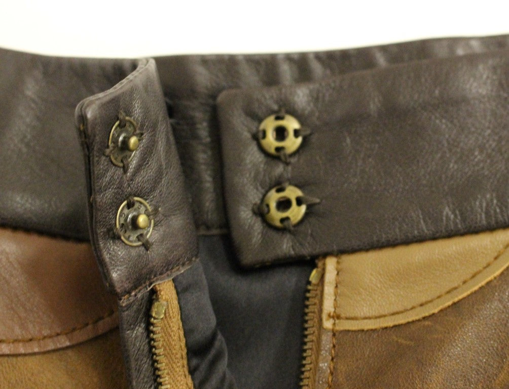 Dolce & Gabbana Brown Patchwork Leather Straight Skirt Dolce & Gabbana