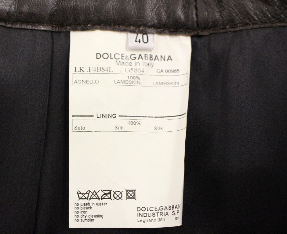 Dolce & Gabbana Brown Patchwork Leather Straight Skirt Dolce & Gabbana