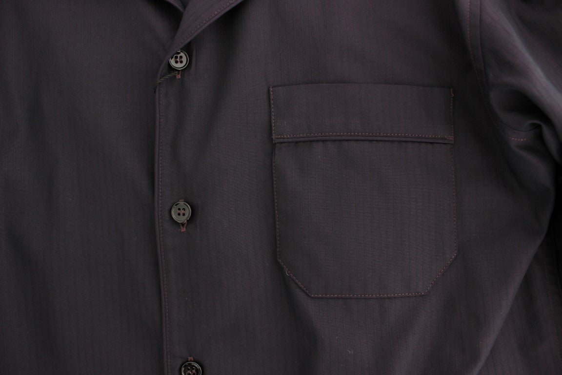 Dolce & Gabbana Purple Striped Cotton Pajama Lounge Shirt Dolce & Gabbana