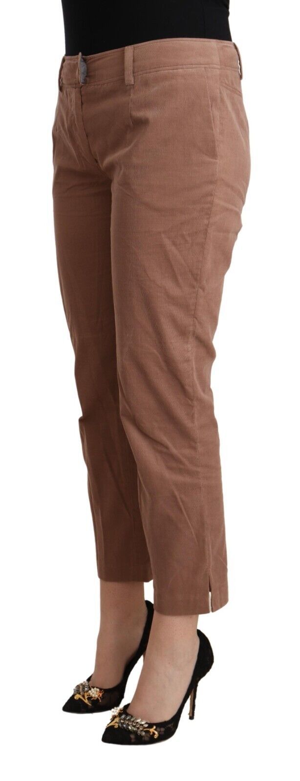 Costume National Brown Cotton Tapered Cropped Pants Costume National