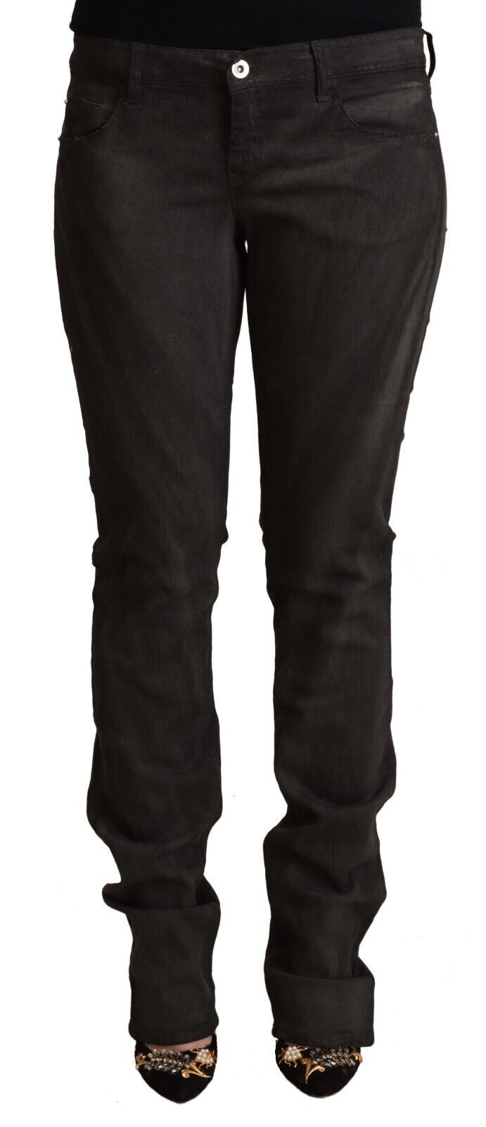 Costume National Black Cotton Mid Waist Skinny Pants Costume National