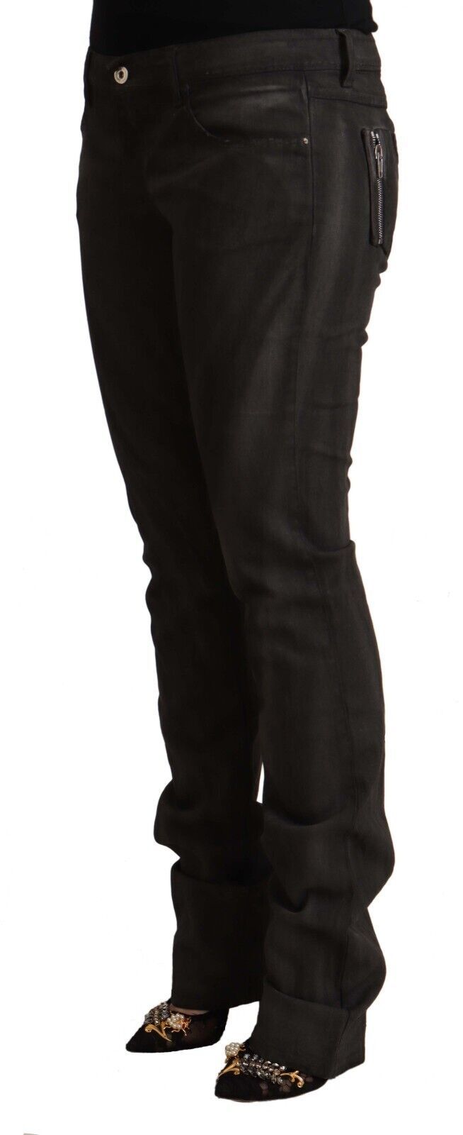 Costume National Black Cotton Mid Waist Skinny Pants Costume National