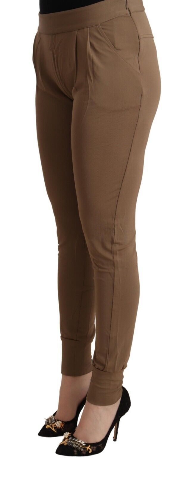 Scervino Street Brown Viscose Mid Waist Slim Tapered Pants Scervino Street