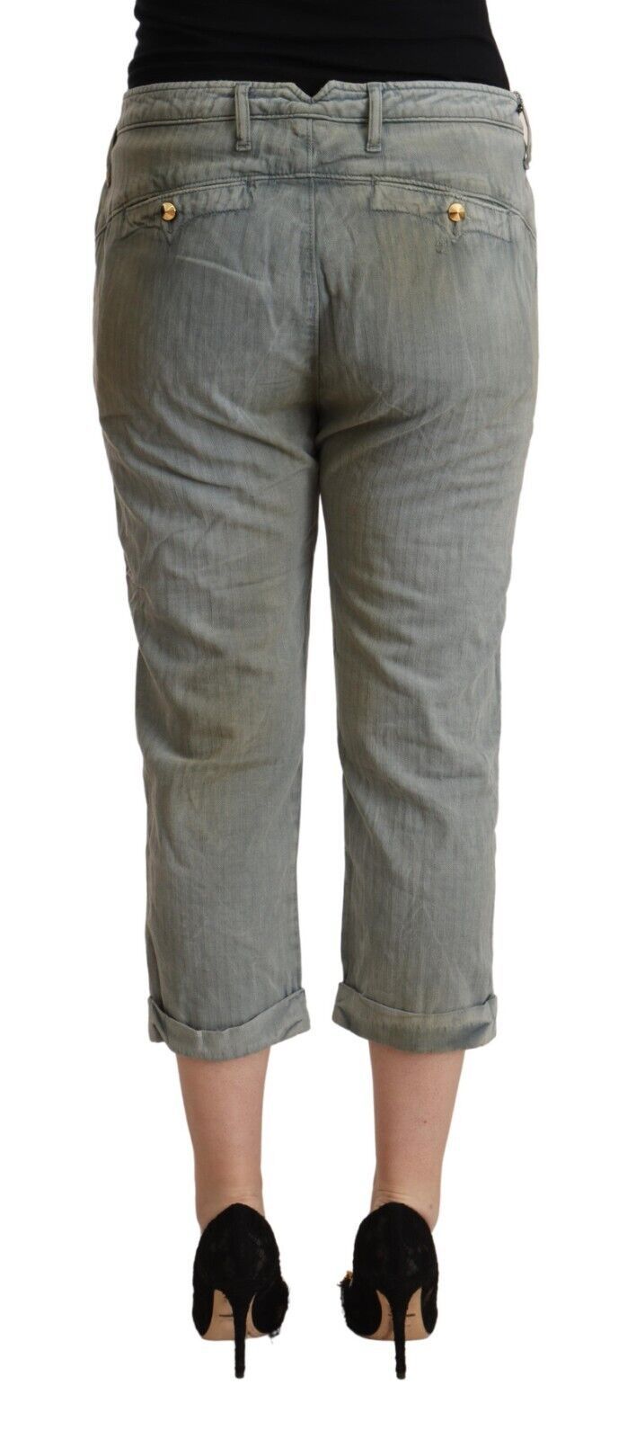 CYCLE Gray 100% Cotton Mid Waist Skinny Cropped Pants CYCLE