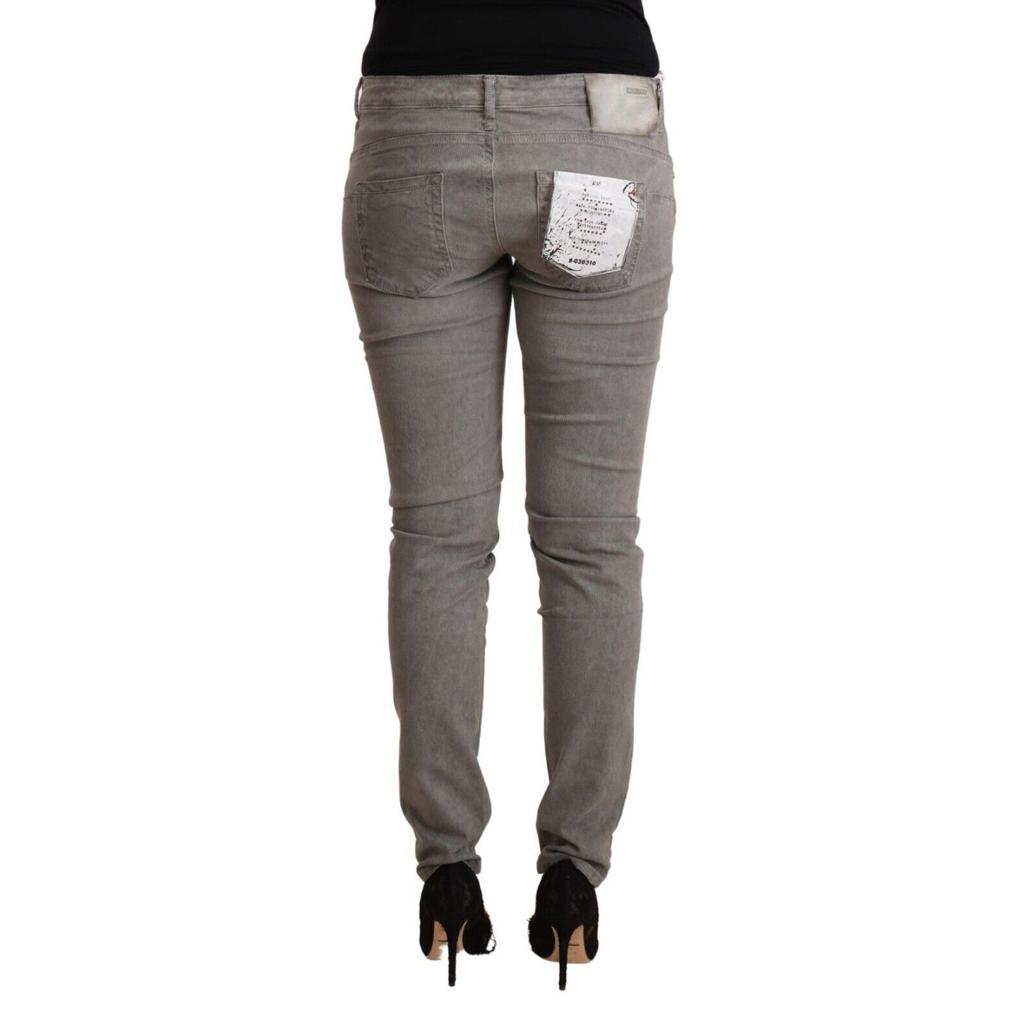 Acht Light Gray Washed Cotton Slim Fit Denim Jeans Acht