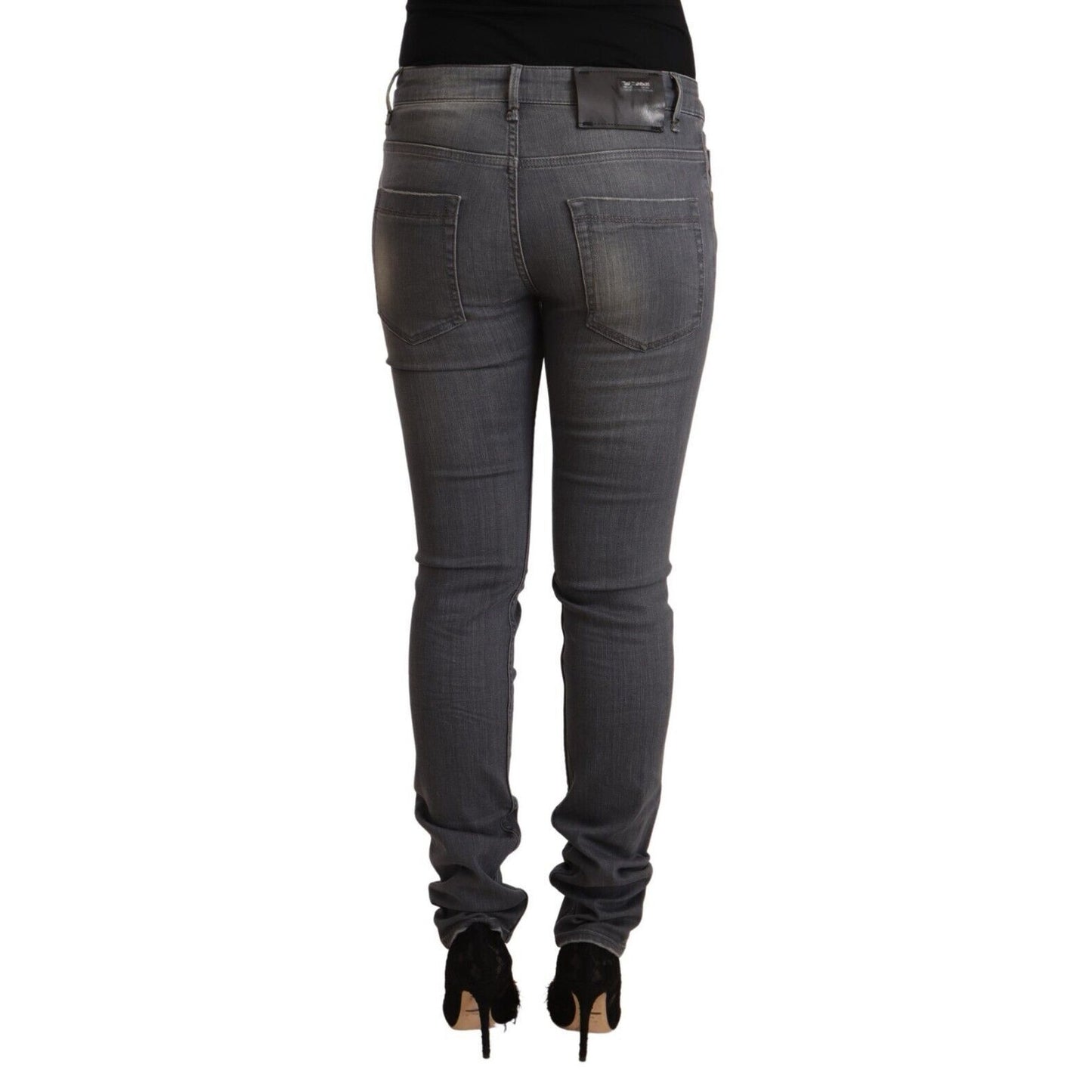 Acht Dark Gray Washed Cotton Denim Skinny Jeans Acht