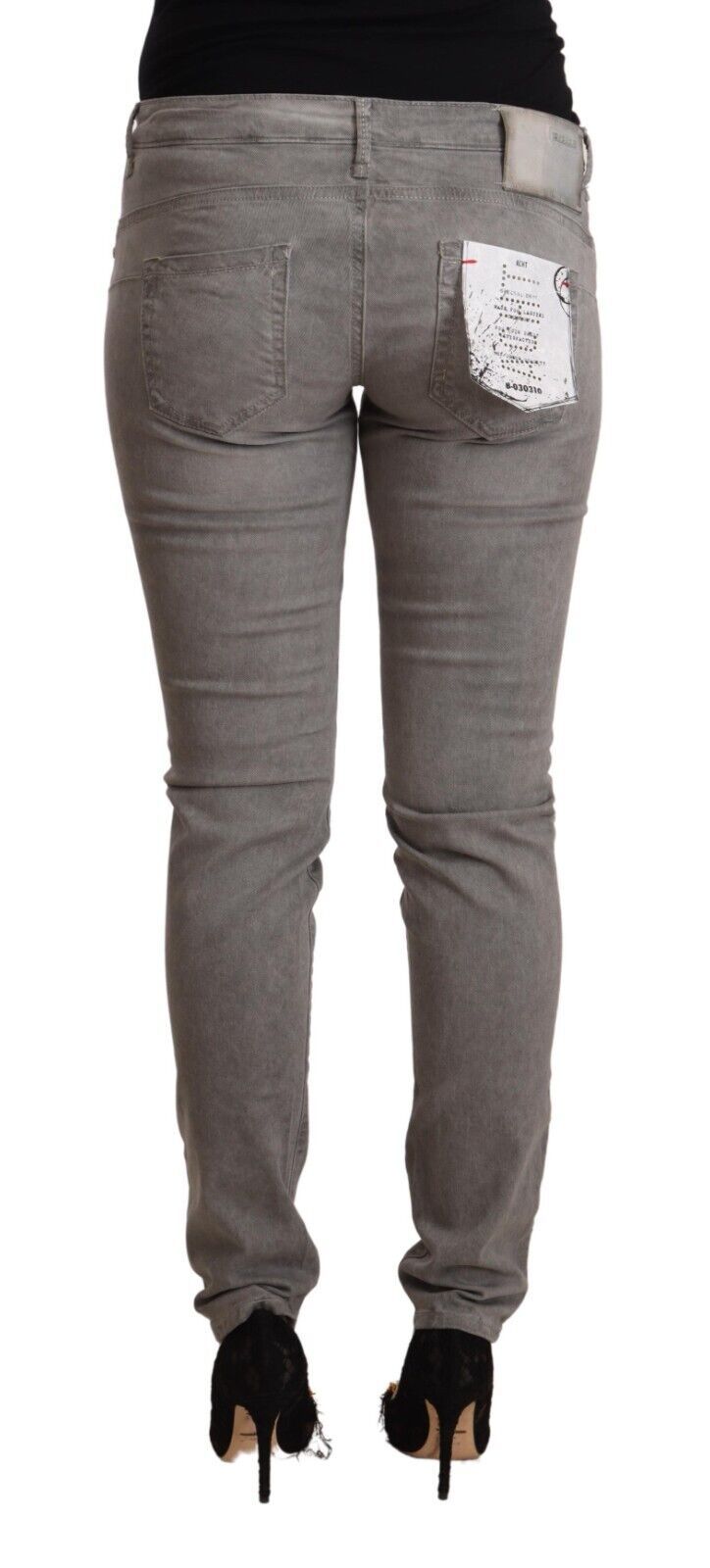 Acht Gray Cotton Low Waist Skinny Push Up Denim Jeans Acht