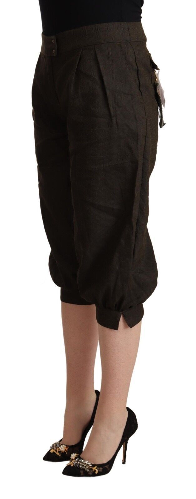 GF Ferre Brown Viscose Cropped Harem Pants GF Ferre