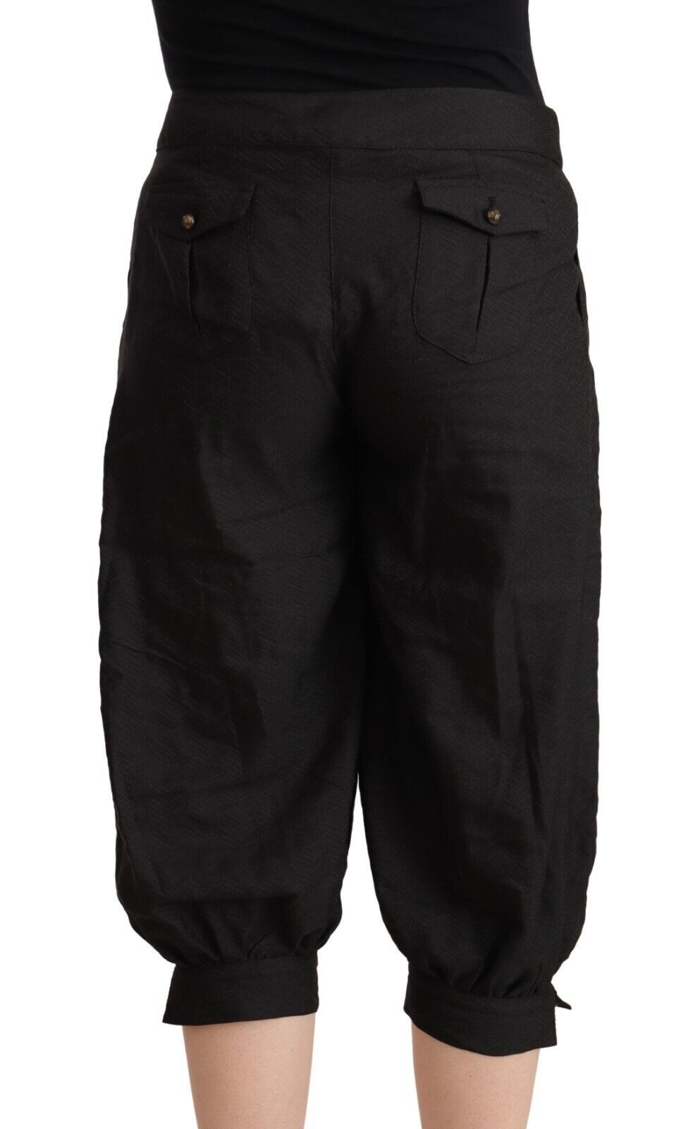 GF Ferre Black Viscose Cropped Harem Pants GF Ferre