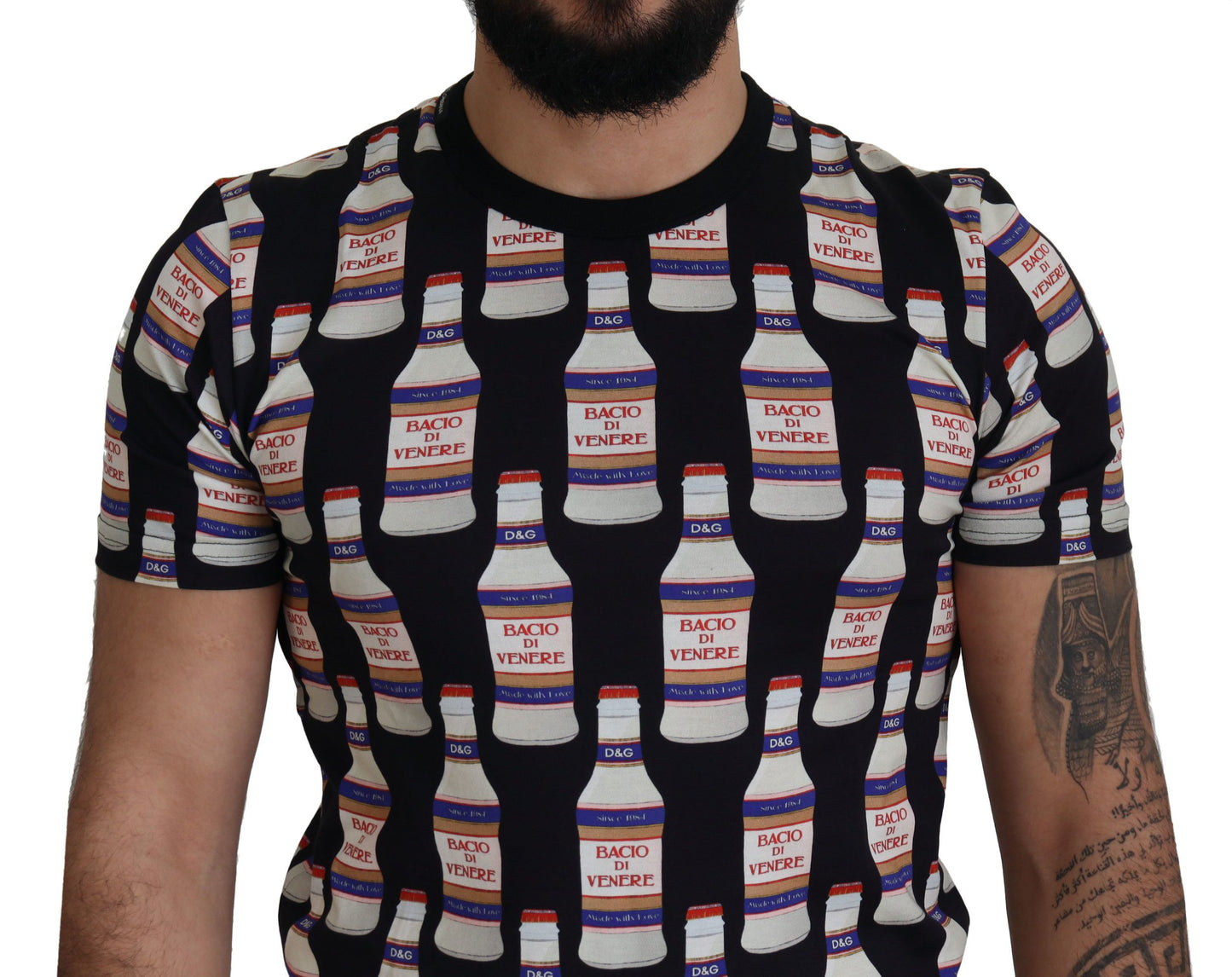 Dolce & Gabbana Black Bacio Di Venere Cotton Crew T-shirt Dolce & Gabbana