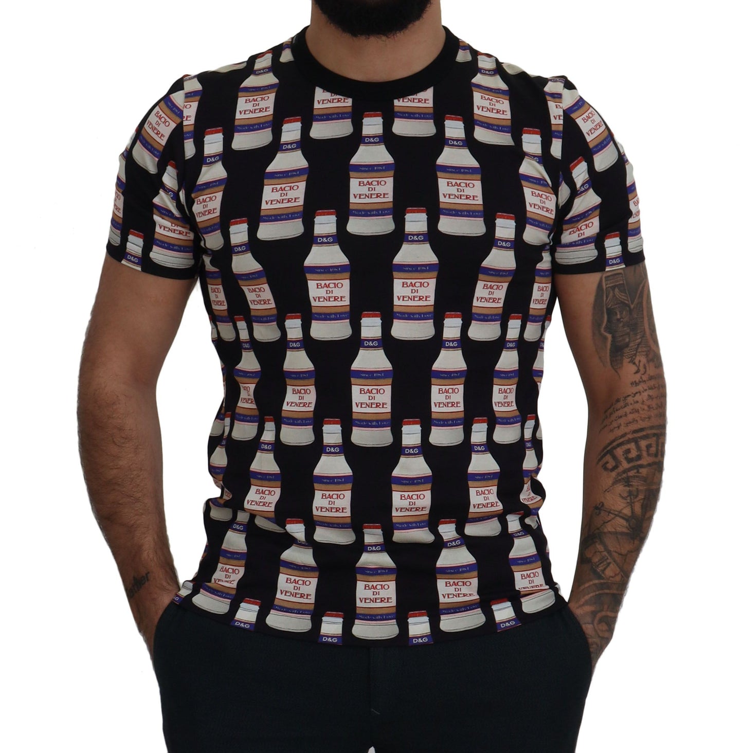Dolce & Gabbana Black Bacio Di Venere Cotton Crew T-shirt Dolce & Gabbana