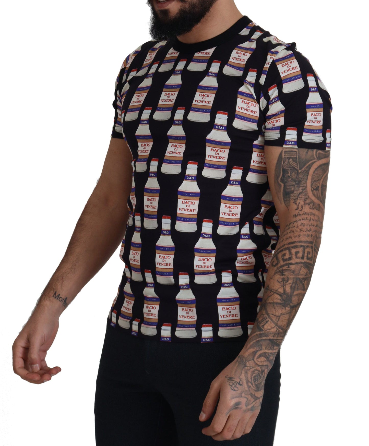 Dolce & Gabbana Black Bacio Di Venere Cotton Crew T-shirt Dolce & Gabbana