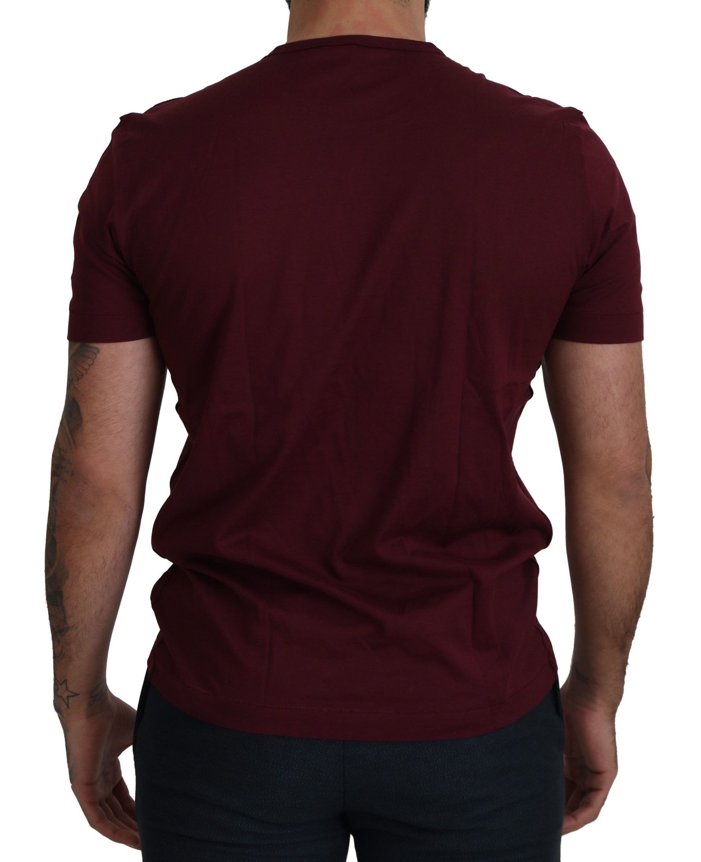 Dolce & Gabbana Bordeaux Roses Cotton Crewneck T-shirt Dolce & Gabbana