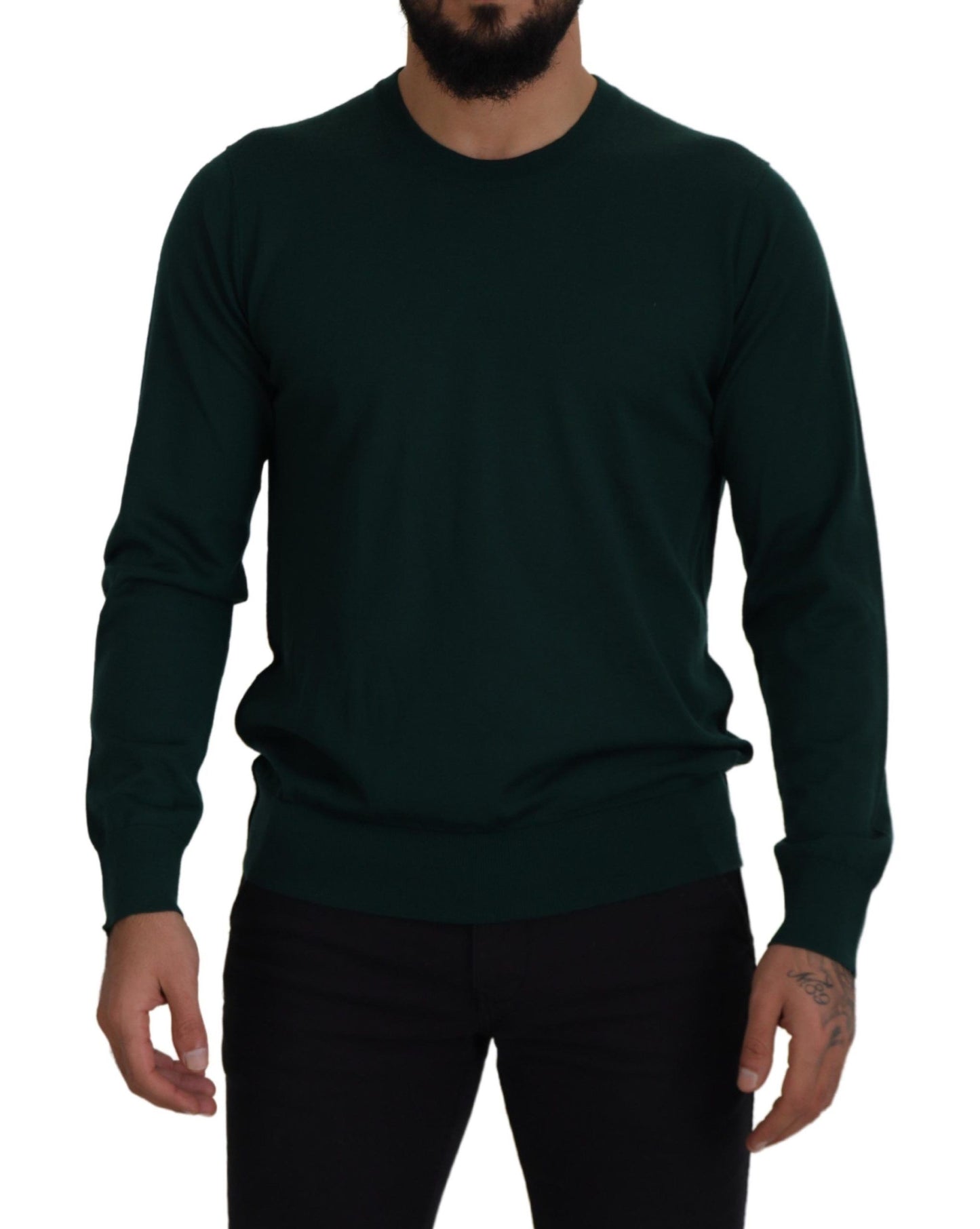 Dolce & Gabbana Green Cashmere Crewneck Pullover Sweater Dolce & Gabbana