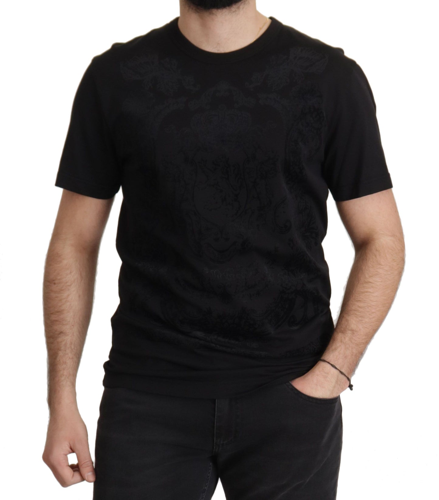 Dolce & Gabbana Black DG Baroque Cotton Crewneck T-shirt Dolce & Gabbana
