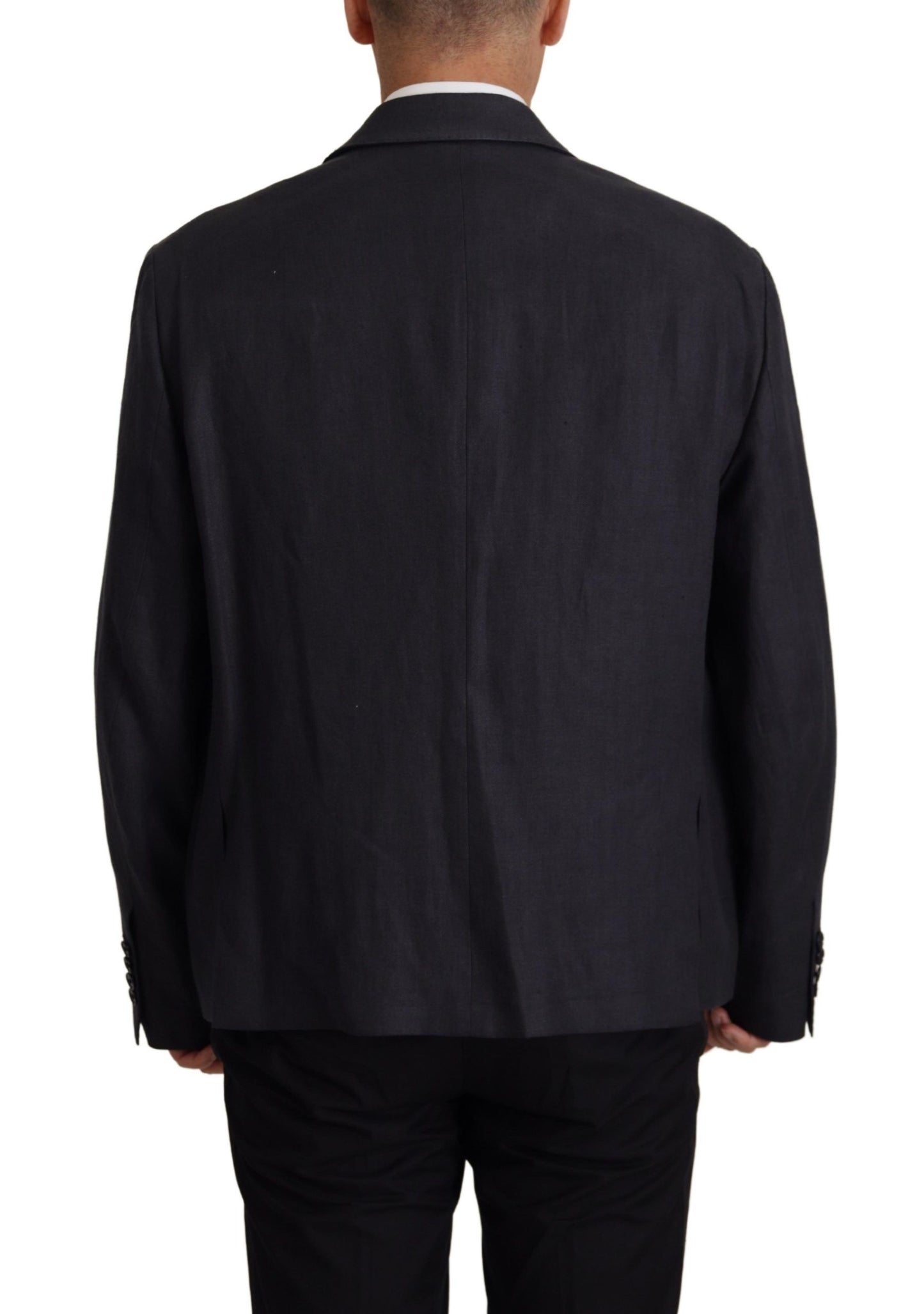 Dolce & Gabbana Blue Linen Formal Mens Blazer Jacket Dolce & Gabbana