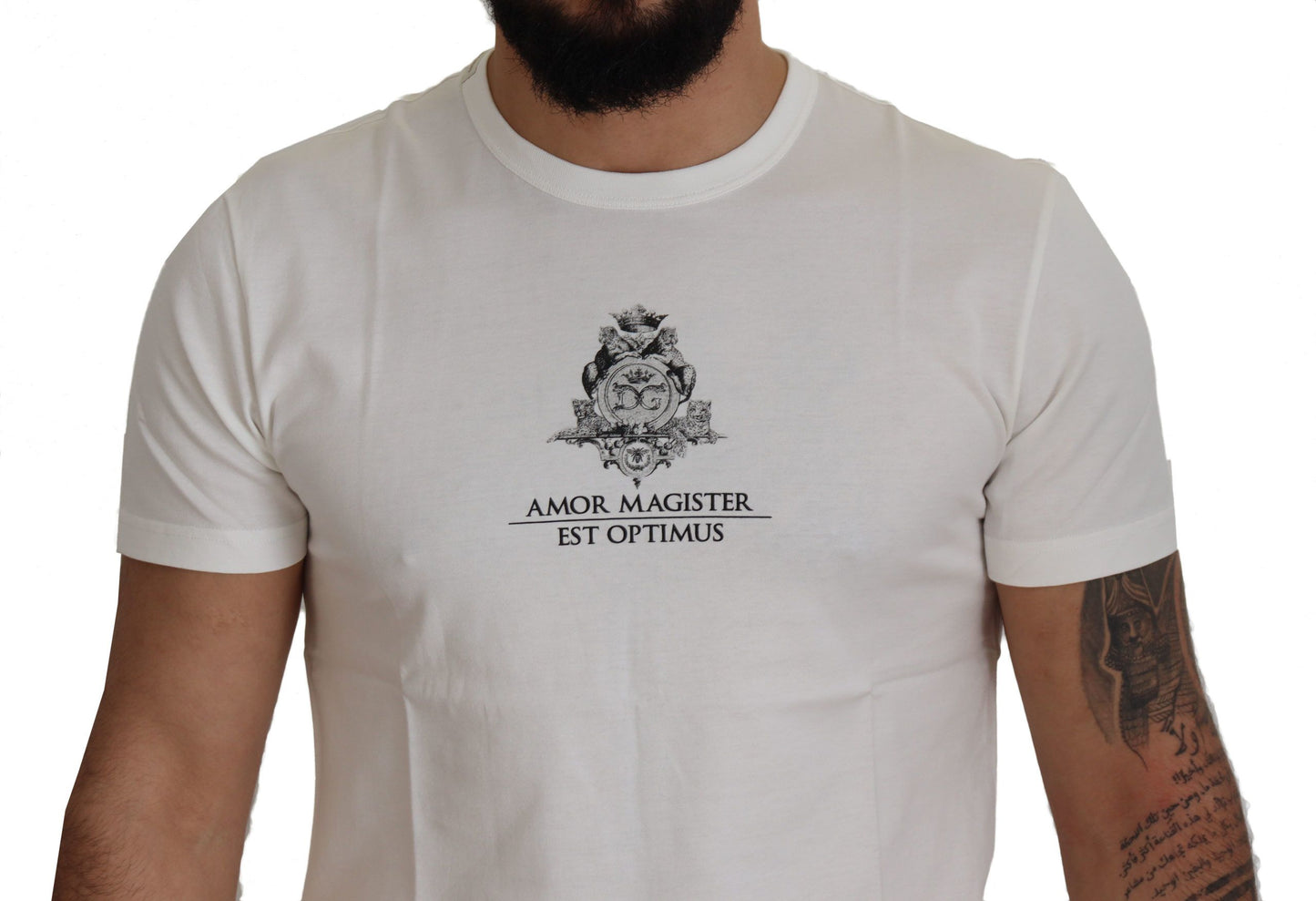 Dolce & Gabbana White Logo Cotton Amor Magister T-shirt Dolce & Gabbana