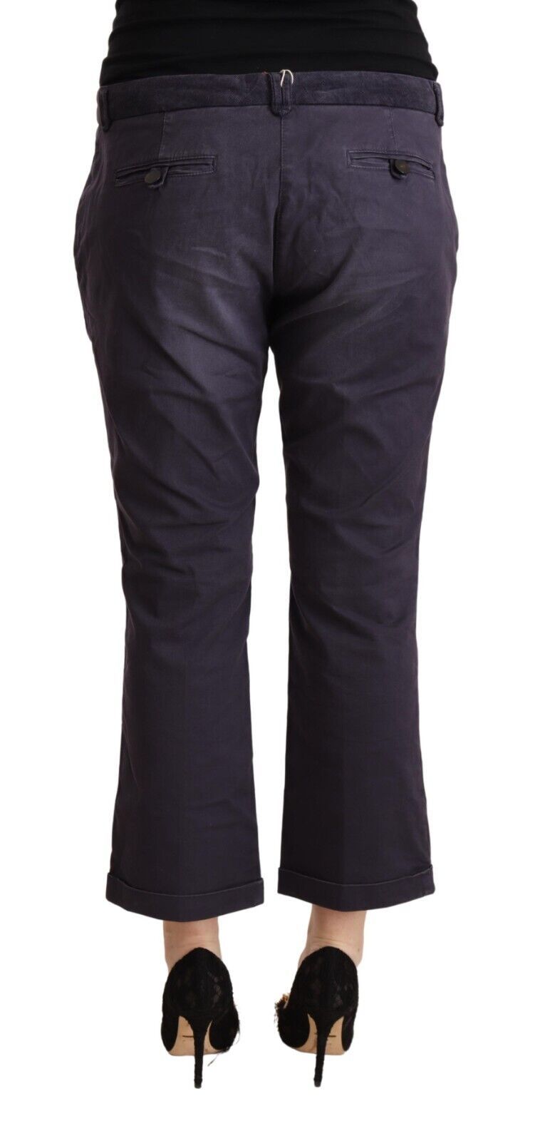 Jucca Black Low Waist Folded Hem Flared Cropped Pants Jucca