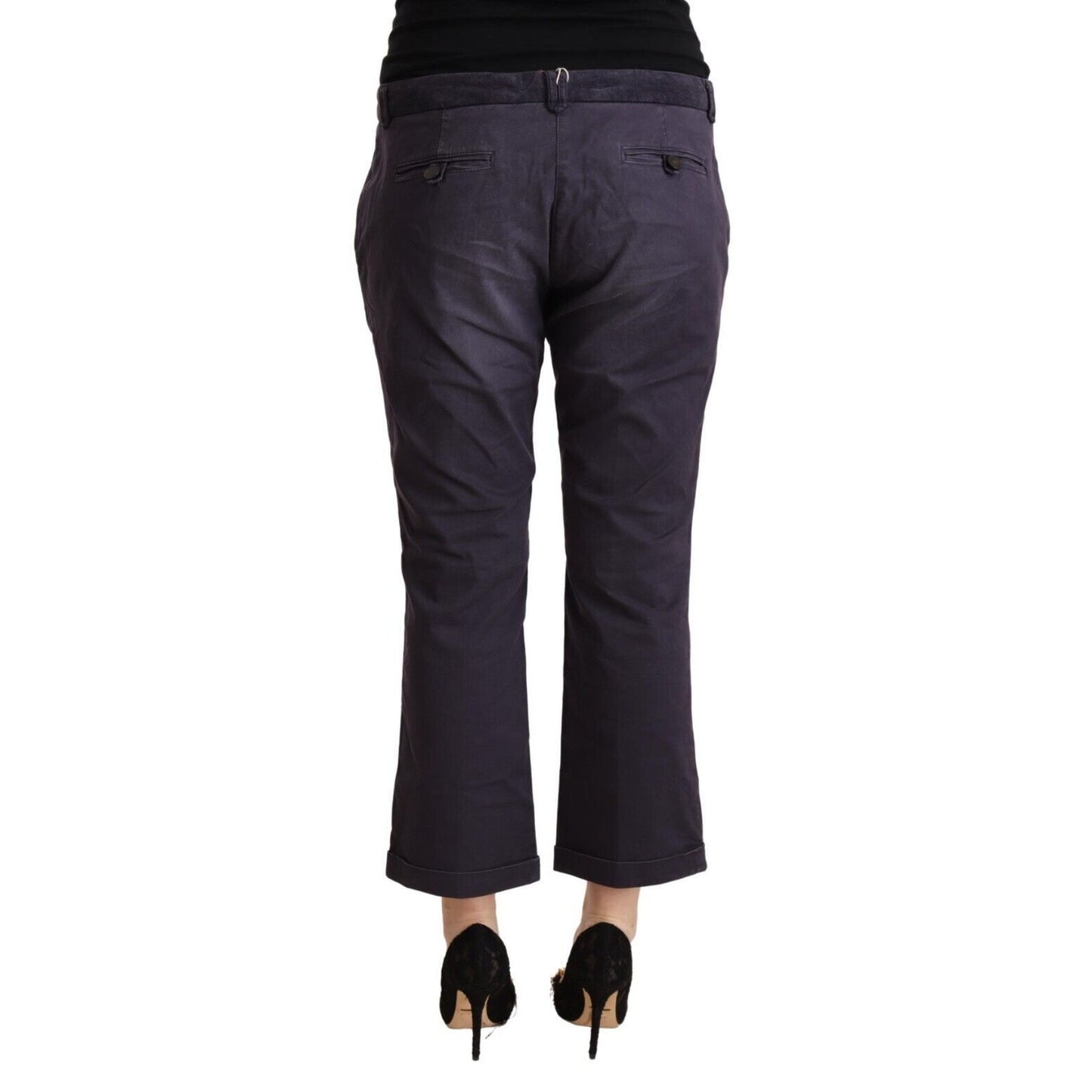 Jucca Black Low Waist Folded Hem Flared Cropped Pants