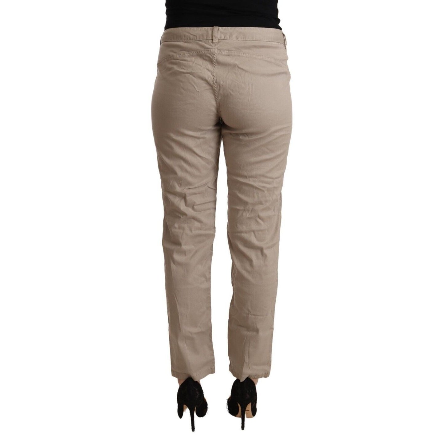 Acht Beige Tencel Mid Waist Tapered Casual Pants Acht