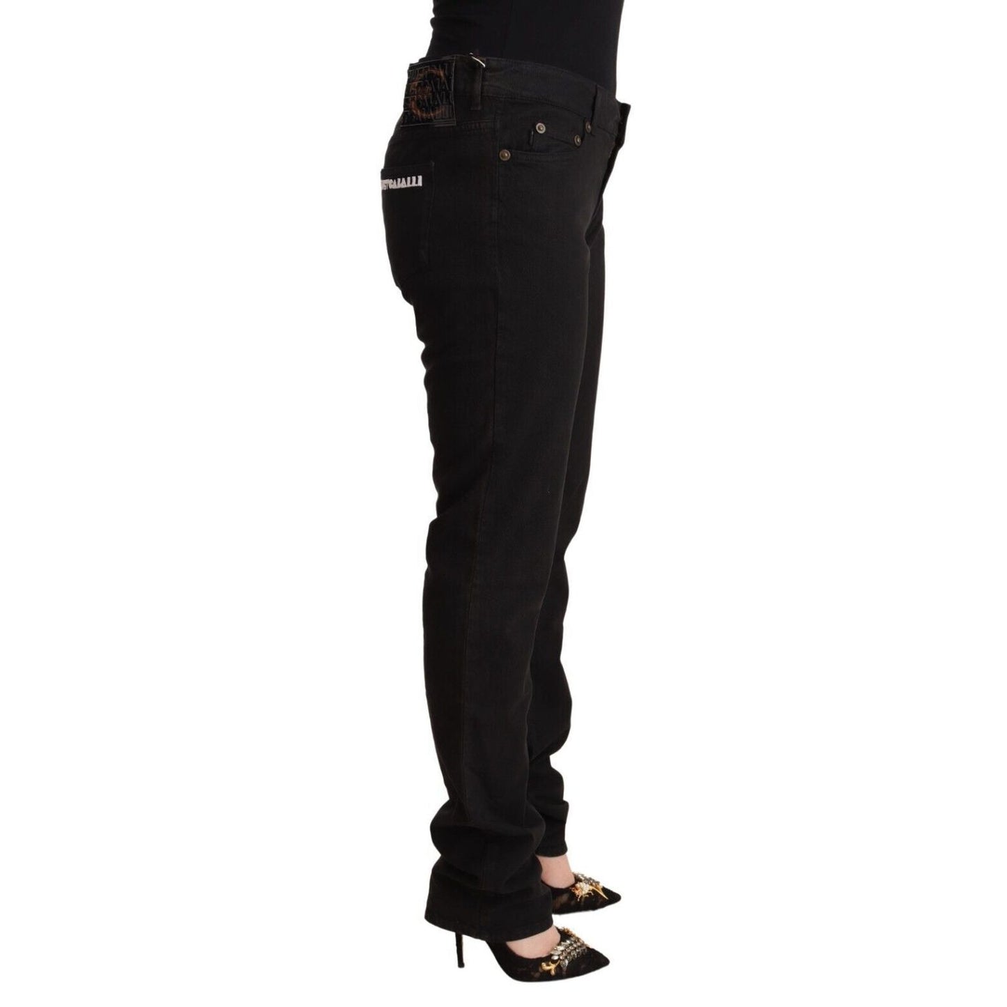 Just Cavalli Black Mid Waist Denim Cotton Skinny Jeans