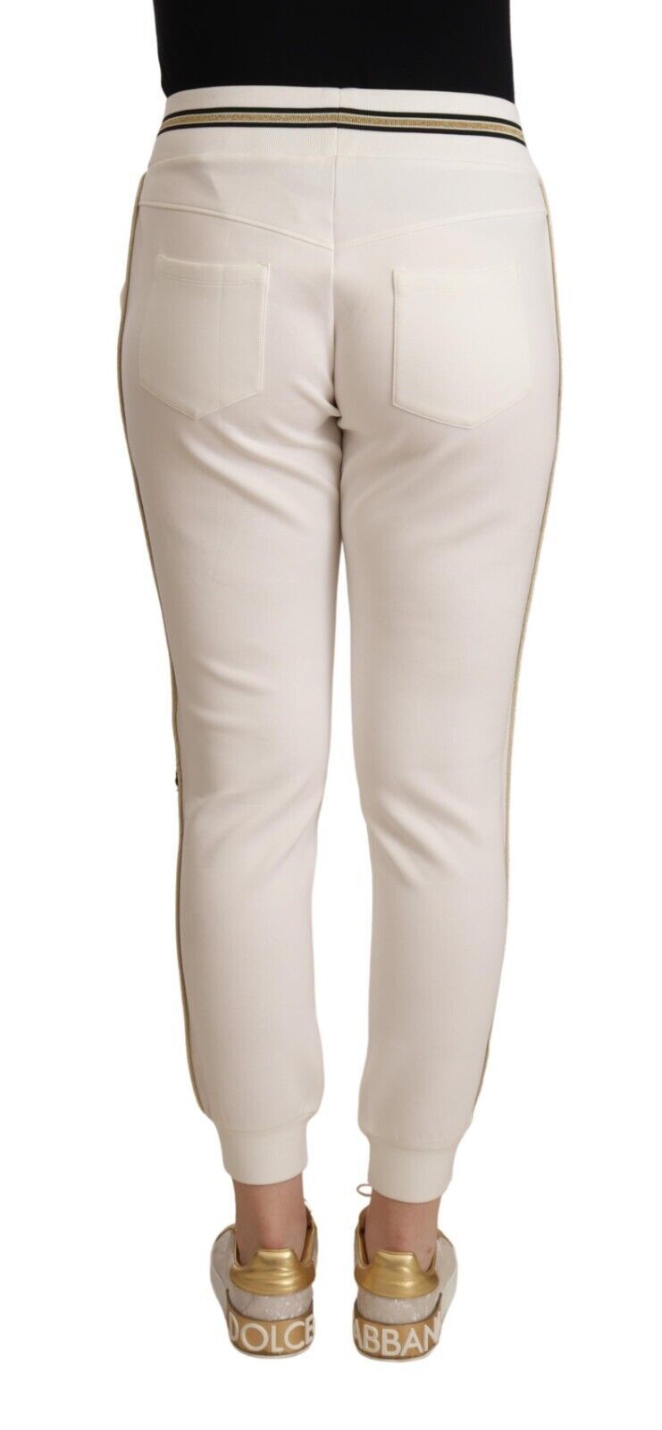 Patrizia Pepe White Polyester Mid Waist Jogger Pants Patrizia Pepe