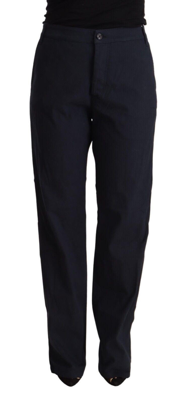 Exte Black High Waist Tapered Cotton Pants Exte