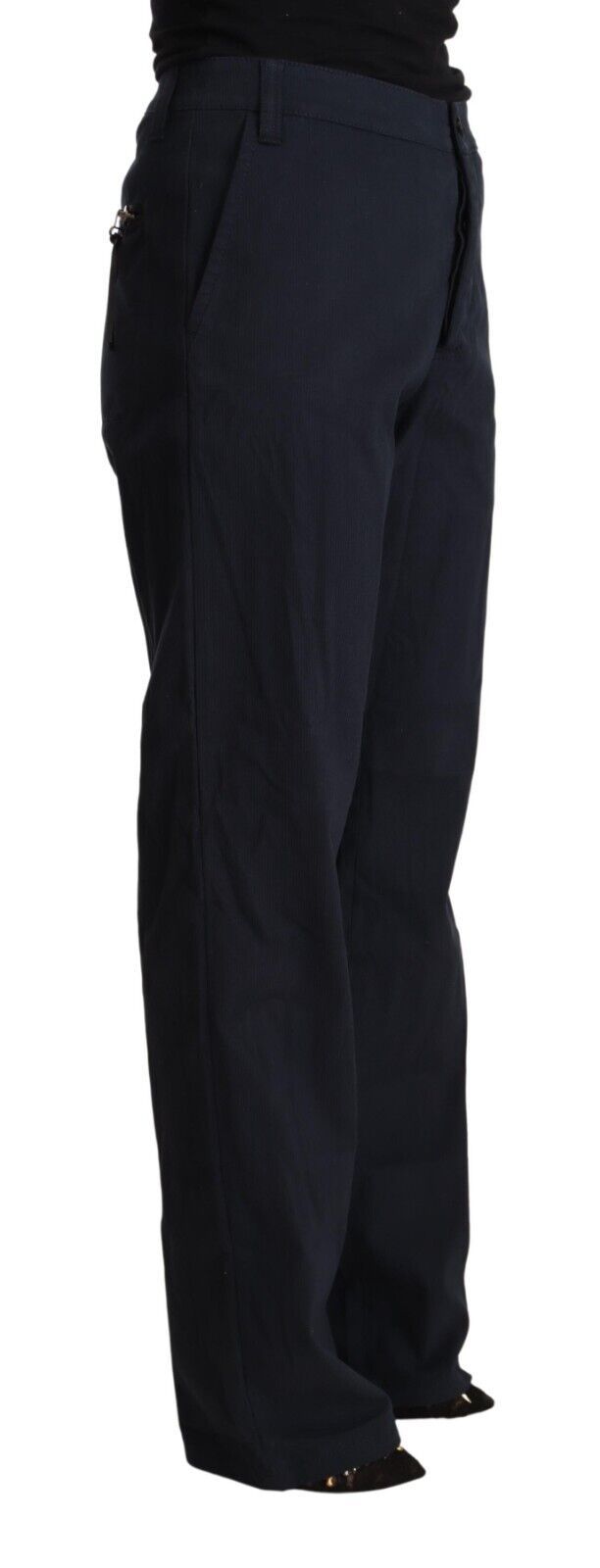 Exte Black High Waist Tapered Cotton Pants Exte