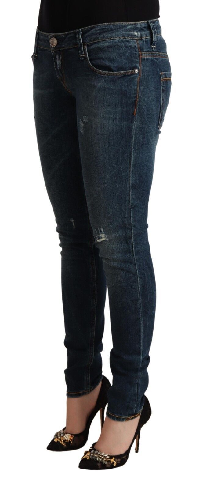 Acht Blue Washed Low Waist Slim Fit Denim Jeans Acht