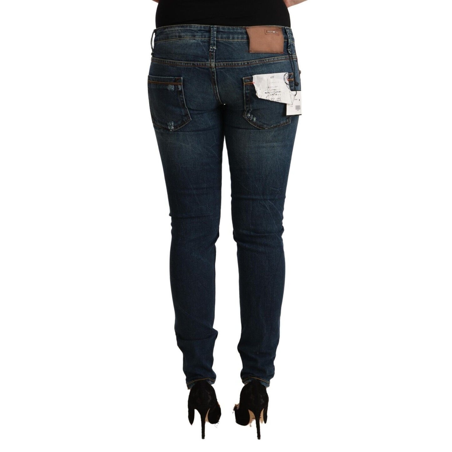 Acht Blue Washed Low Waist Slim Fit Denim Jeans Acht