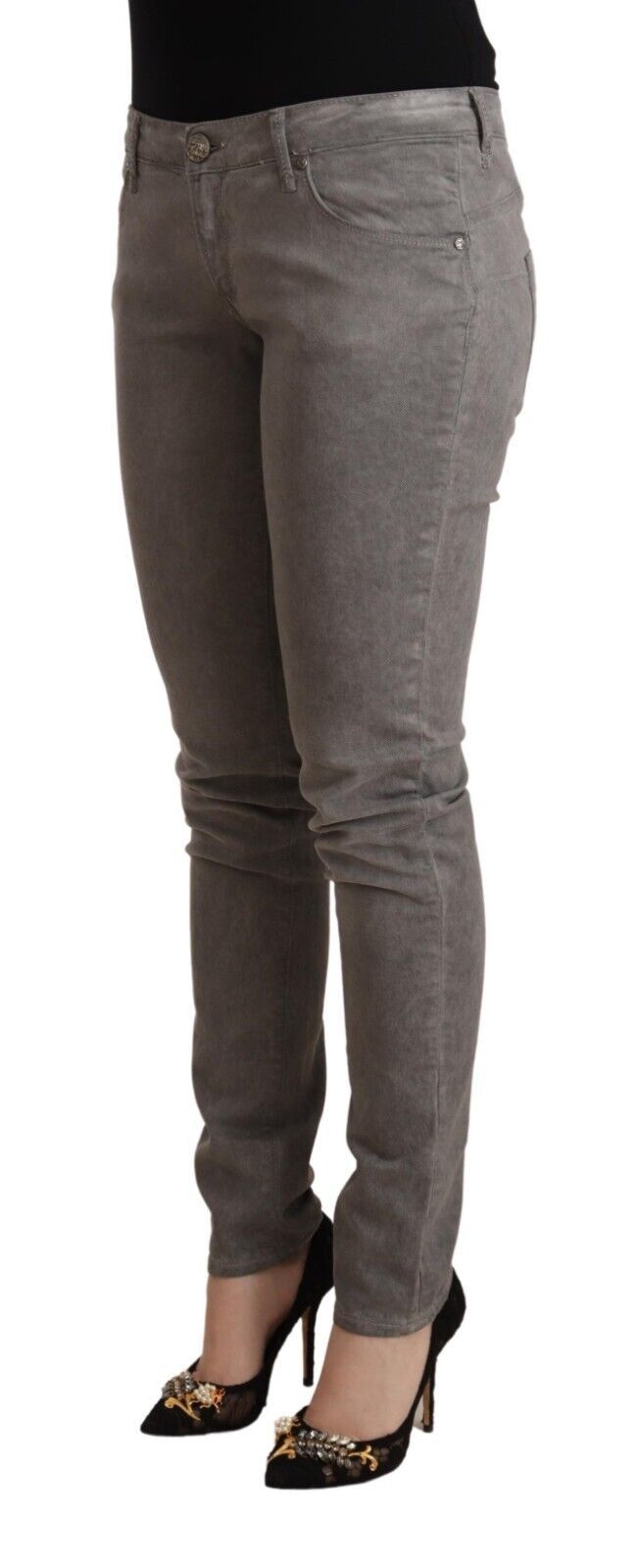 Acht Gray Cotton Low Waist Skinny Push Up Denim Jeans Acht