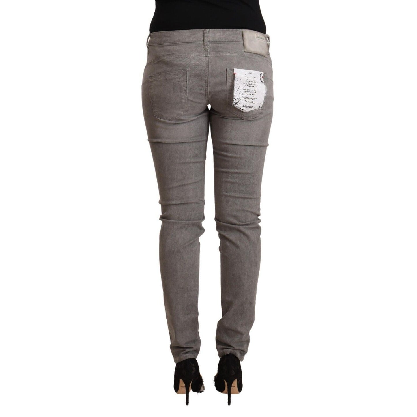 Acht Gray Cotton Low Waist Skinny Push Up Denim Jeans Acht
