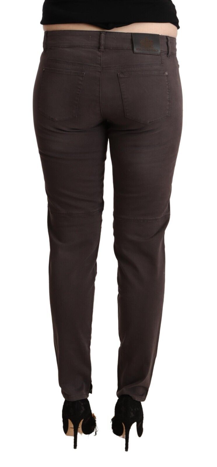 Ermanno Scervino Brown Cotton Low Waist Slim Fit Pants Ermanno Scervino