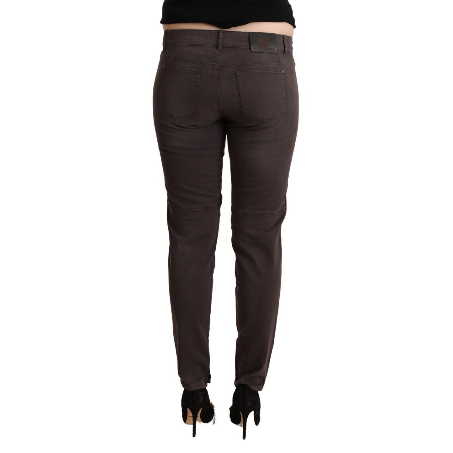 Ermanno Scervino Brown Cotton Low Waist Slim Fit Pants Ermanno Scervino
