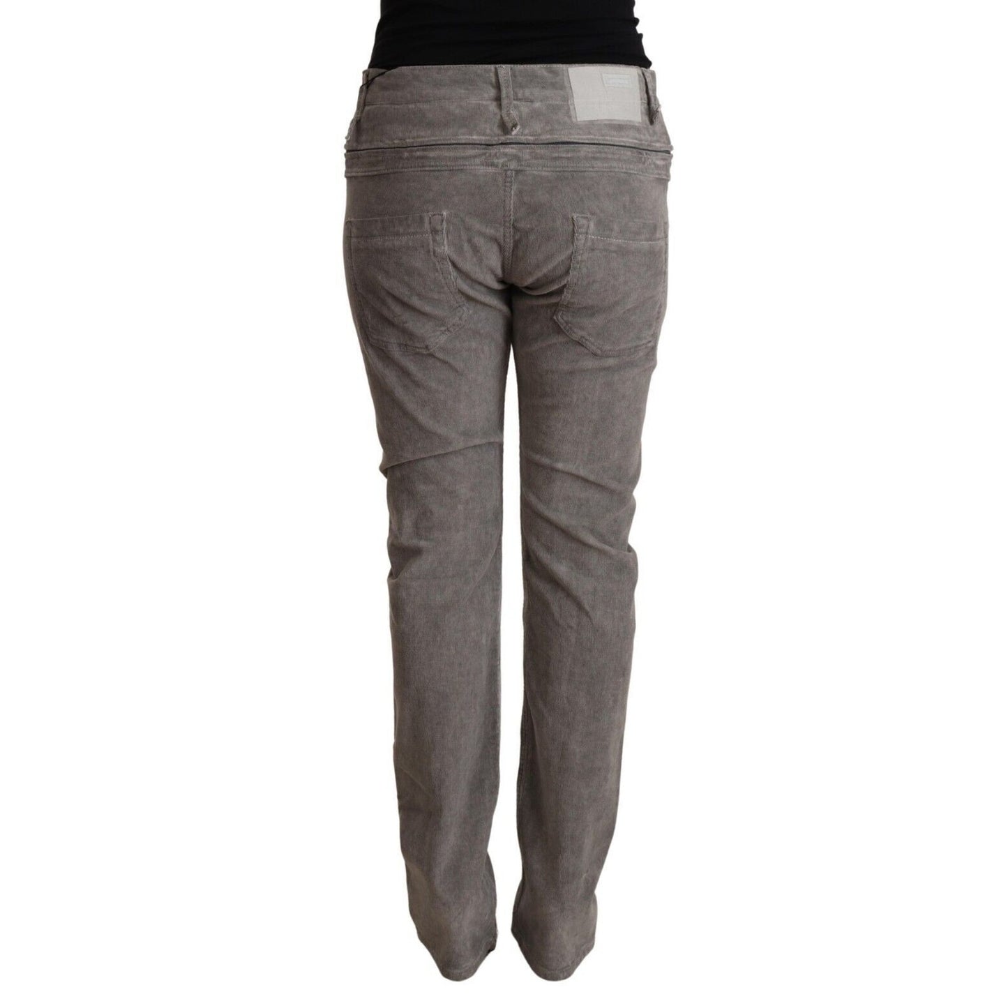 Acht Gray Cotton Straight Fit High Waist Pants Acht