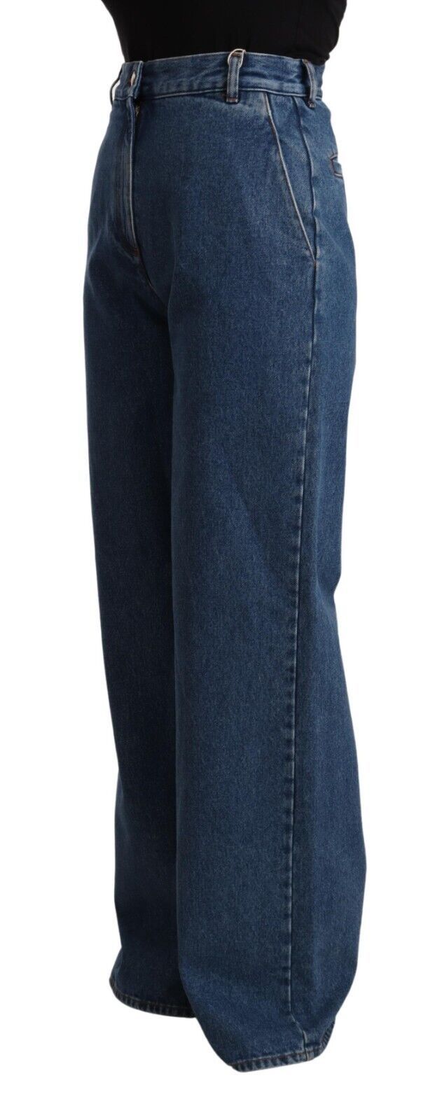 GCDS Blue Cotton High Waist Wide Leg Boot Cut Denim Jeans GCDS