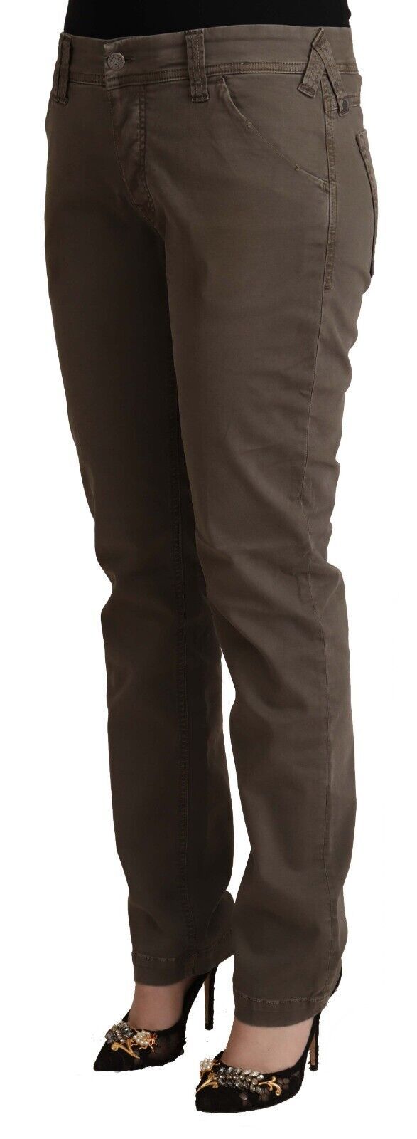 CYCLE Brown Cotton Low Waist Skinny Casual Jeans CYCLE