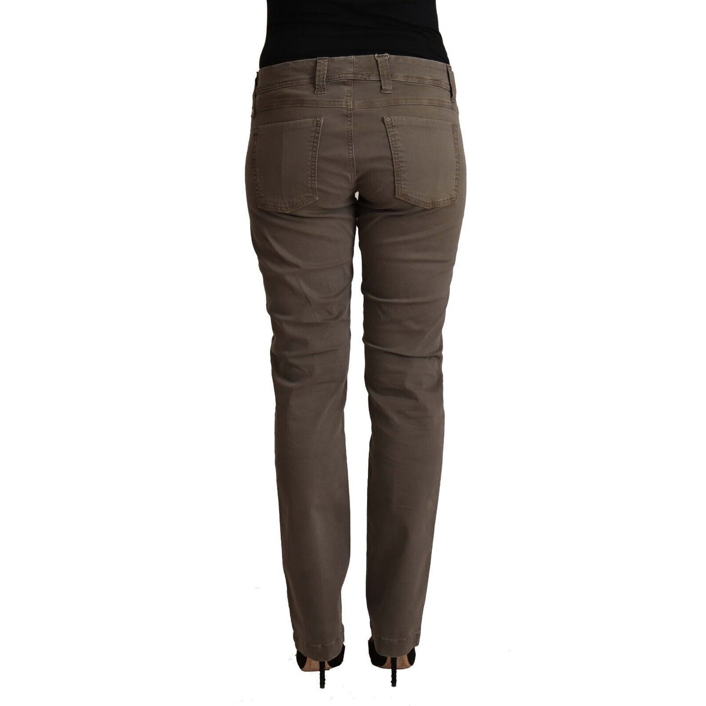 CYCLE Brown Cotton Low Waist Skinny Casual Jeans