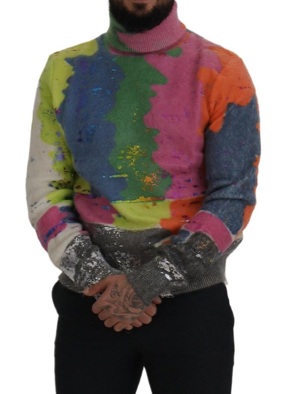 Dolce & Gabbana Multicolor Turtleneck Pullover Mohair Sweater Dolce & Gabbana