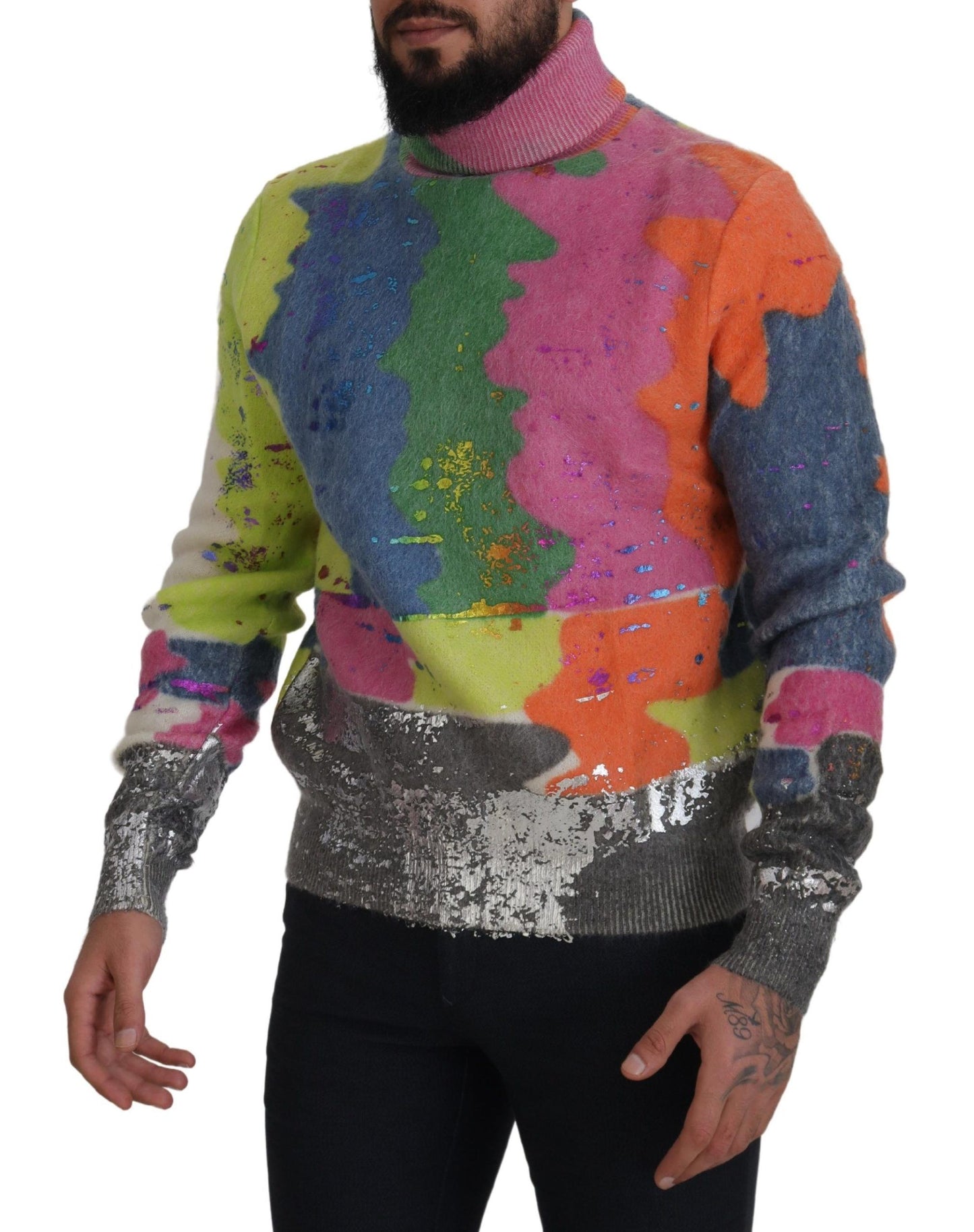 Dolce & Gabbana Multicolor Turtleneck Pullover Mohair Sweater Dolce & Gabbana