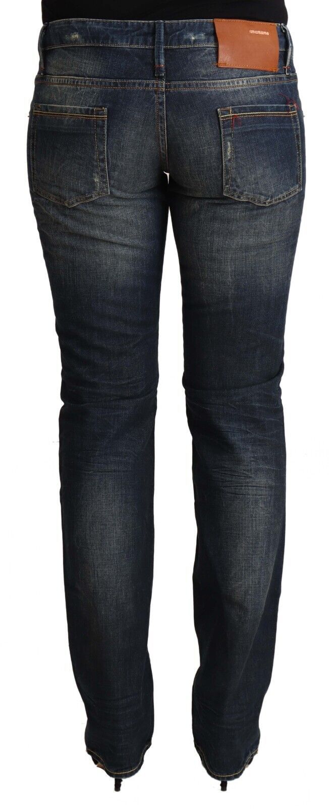 Acht Blue Washed Cotton Low Waist Skinny Denim Jeans Acht