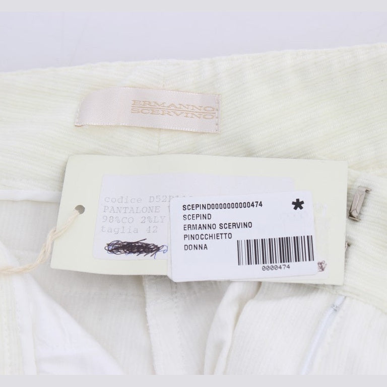 Ermanno Scervino White Striped Straight Fit Pants