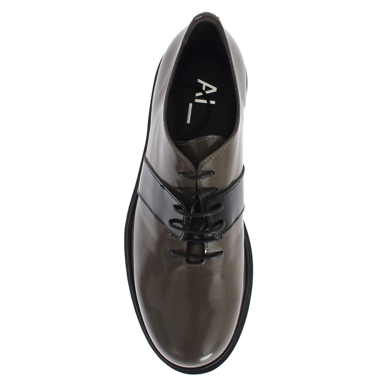 AI_ Gray Brown Leather Laceups Shoes
